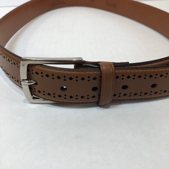 Vintage Brooks Brothers Made In Italy Brown Leather Belt Men's 36